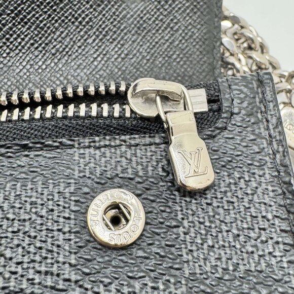 Louis Vuitton Black Checkered Wallet with Silver Chain - Picture 10 of 16